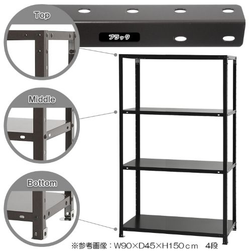 スチールラック 幅90×奥行20×高さ150cm 4段 40kg/段 軽量ラック NSTR