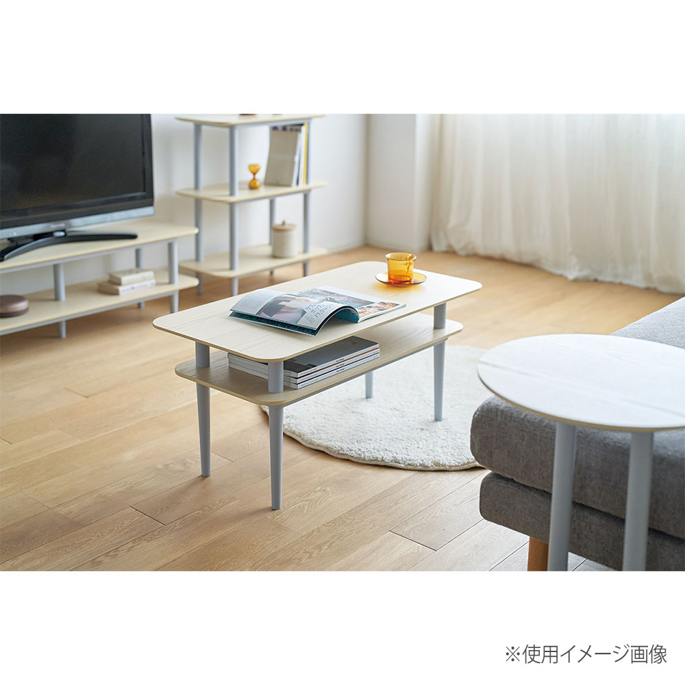 ログ センターテーブル 幅800×奥行400×高さ380mm ナチュラル 棚付 LOG