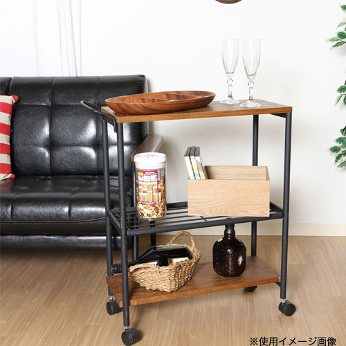 キッチンワゴン 幅640×奥行250×高さ720mm キャスター付きワゴン 木製