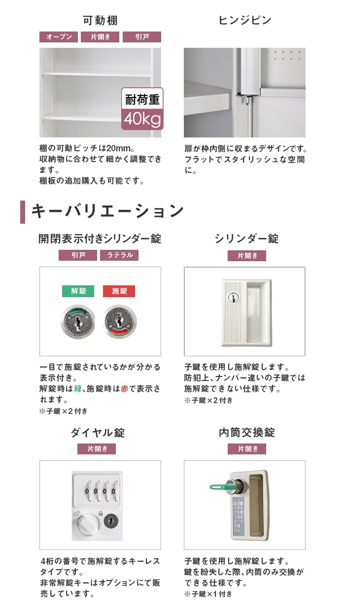 片開き書庫 2列 幅900×奥行450×高さ820mm シリンダー錠 本棚 HOS-SS21