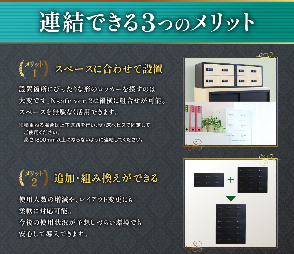 ロッカー セット 貴重品 ダイヤル錠 48人用 NSAFE-510-2C（商品番号