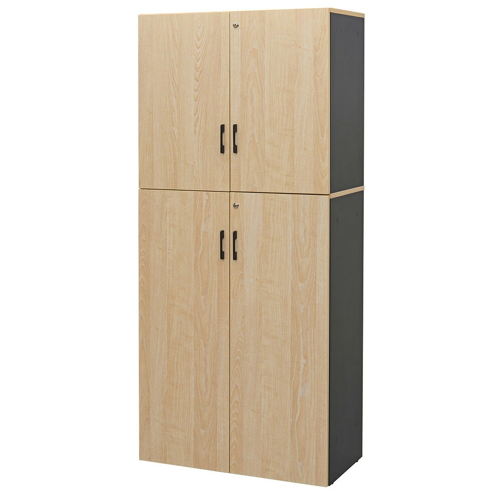 書庫 幅800×高さ1850mm 上下扉付き 鍵付き 書類棚 RFPS-8018-JKD（商品