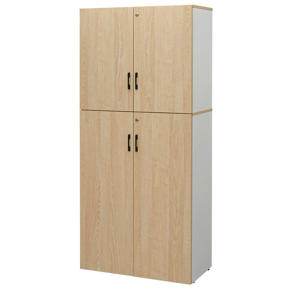 書庫 幅800×高さ1850mm 上下扉付き 鍵付き 書類棚 RFPS-8018-JKD（商品