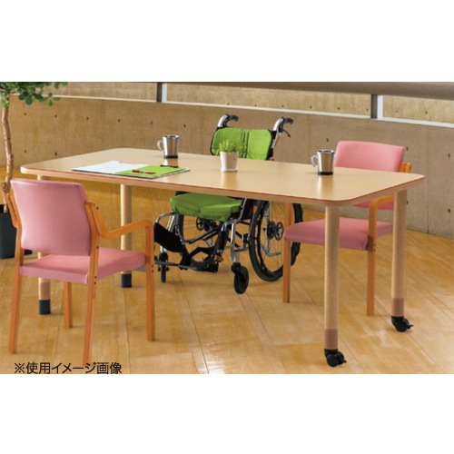 古材キャスター付きテーブル ノティオ2 片側キャスター付きT字脚ミーティングテーブル 幅1500 奥行