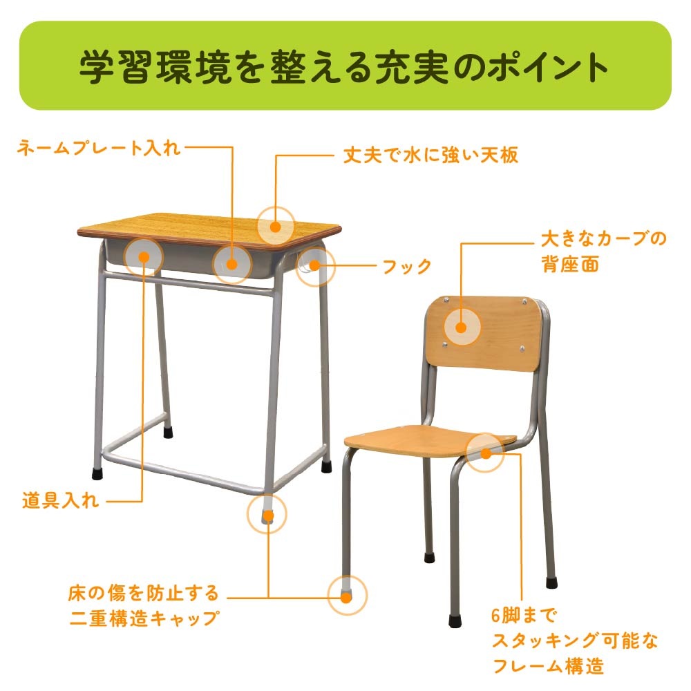 学校机セット　1セットのみです 学校机 椅子 セット 旧JIS規格 完成品 GKD-1-GKC-1（商品番号：nf-gkd