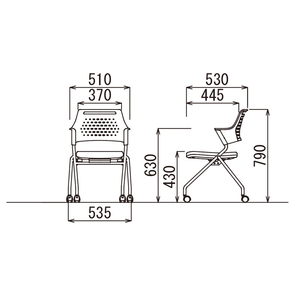 ミーティングチェア ネスティング 背パッドなし オフィスチェア 会議用