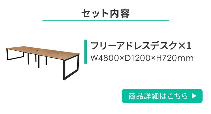 フリーアドレスデスク セット 8人用 幅4800mm RFFLT-4812-DX-18（商品