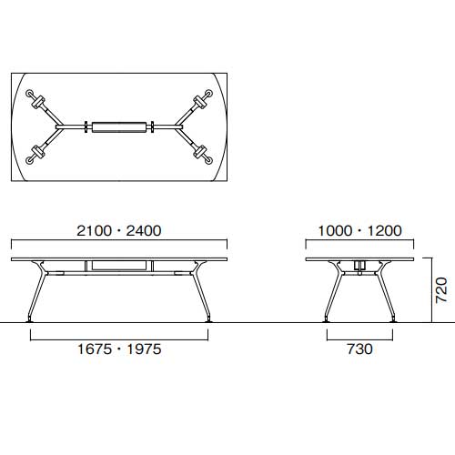 ĥơ֥ 2100߱1000mm ܥåդ  ߡƥ󥰥ơ֥ CAD-2110KW