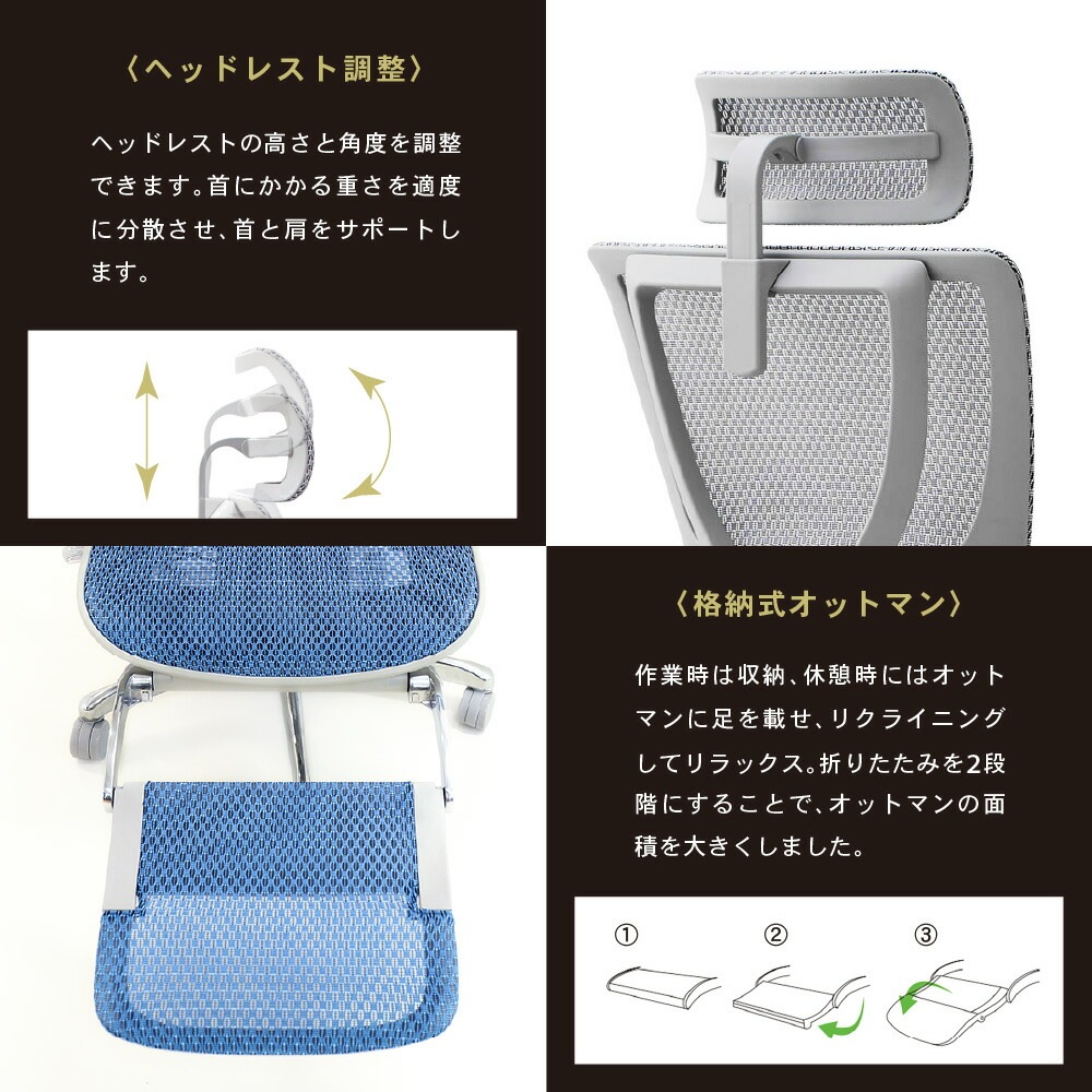【みやび】②オットマン エルゴヒューマン フィット2 オットマン 5Dアームレスト Ergohuman