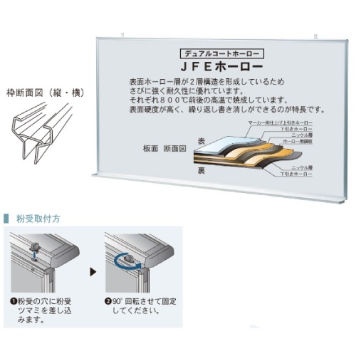 ホワイトボード 幅1810×高さ910mm 壁掛け ホーロー 掲示板 MH36（商品