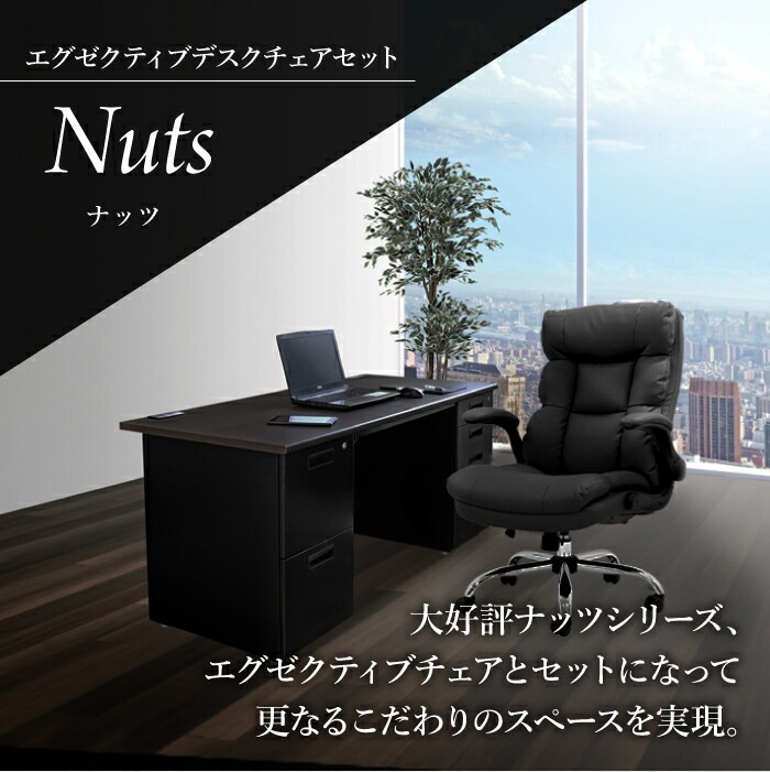 エグゼクティブデスク セット 両袖 W1600 ブラック LRD-167BK-DYN-1