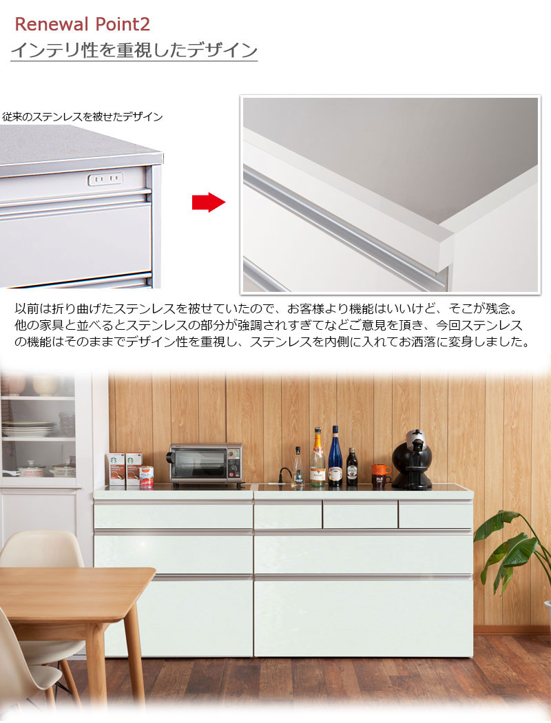 キッチンカウンター 幅110×奥行45×高さ87.5cm ステンレス キャビネット