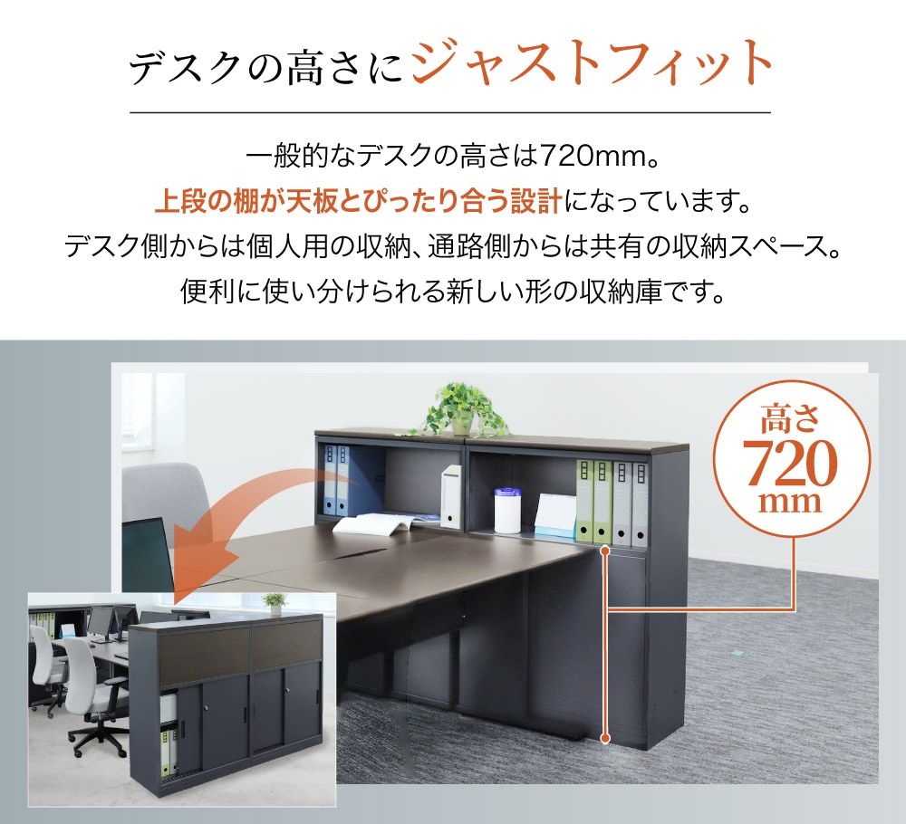 キャビネット 天板幕板付き 引戸 鍵付き スチールキャビネット A4 WPC