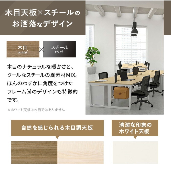 木製事務机、岐阜キャビネット株式会社製 両サイド引き出し、電源