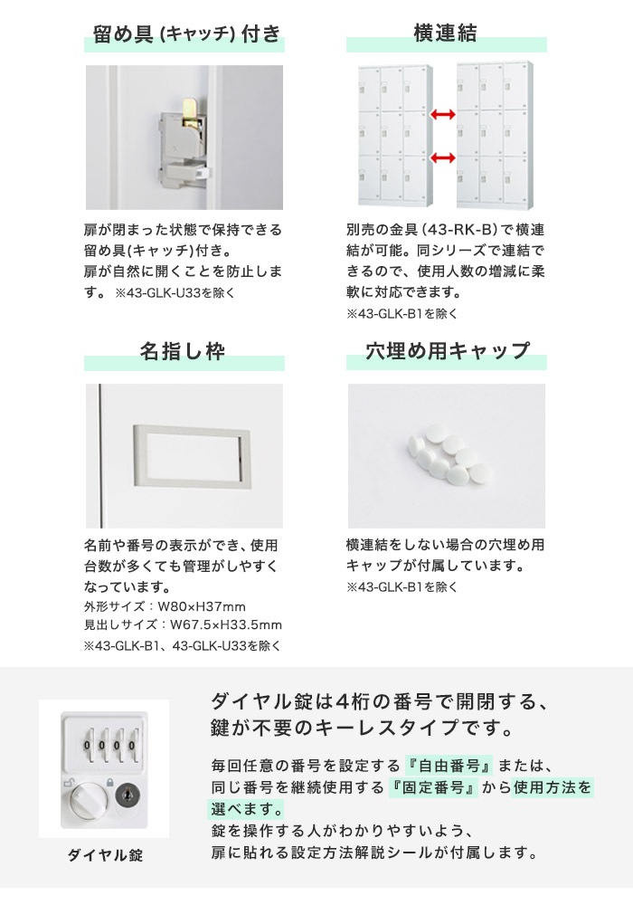 ロッカー 20人用 窓付き ダイヤル錠 木目 GLK-D20W-NTの通販 
