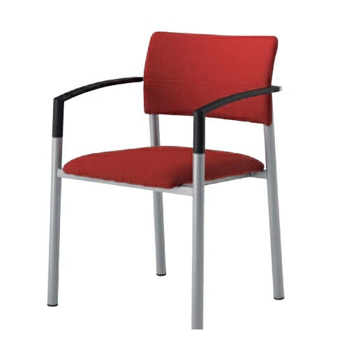 スタッキングチェア オカムラ ブラック肘 固定脚 背パッドあり L645AY-FFW