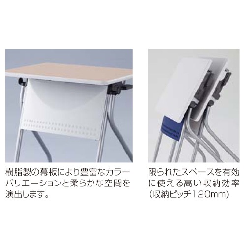 フォールディングテーブル 折りたたみテーブル 棚付き 幅650×奥行450