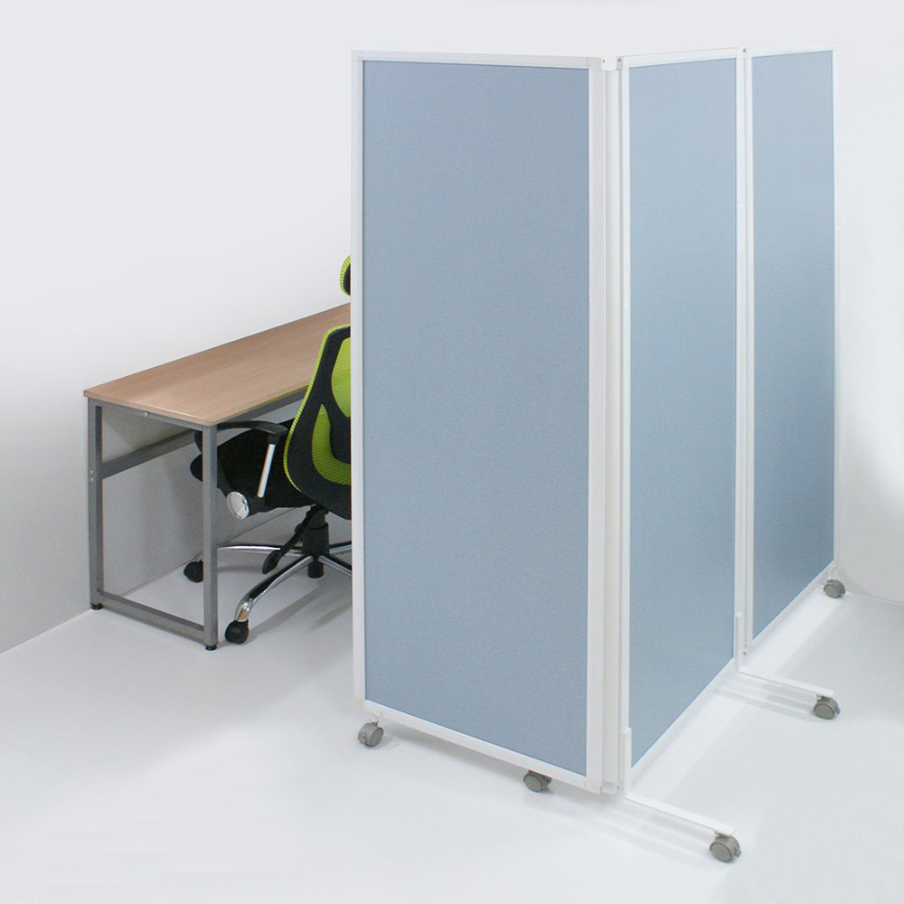 青い3連式オフィスパーテーション アーテック 3連カラーパーテーション ブルー #74136 オフィス家具