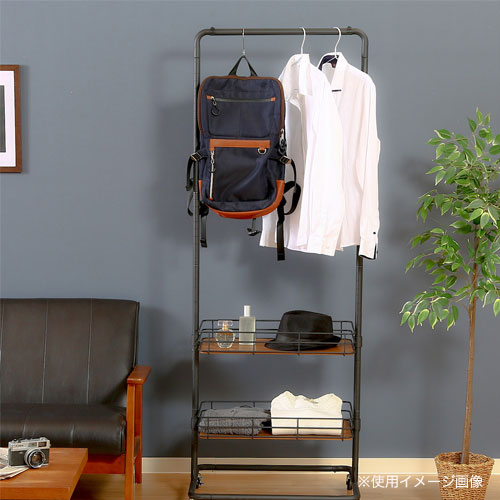 ハンガーラック 幅600×奥行450×高さ1670mm キャスター付きポール