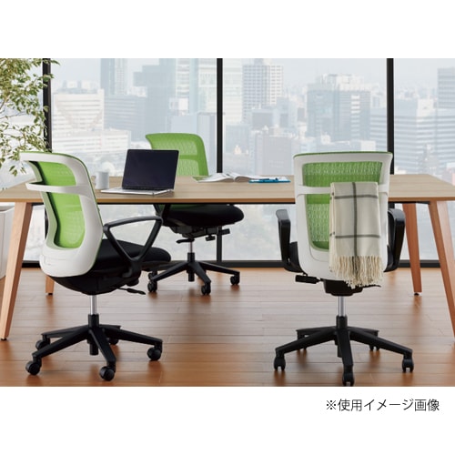 オフィスチェア ハンガー付き 肘付き 布張り ミドルバックチェア