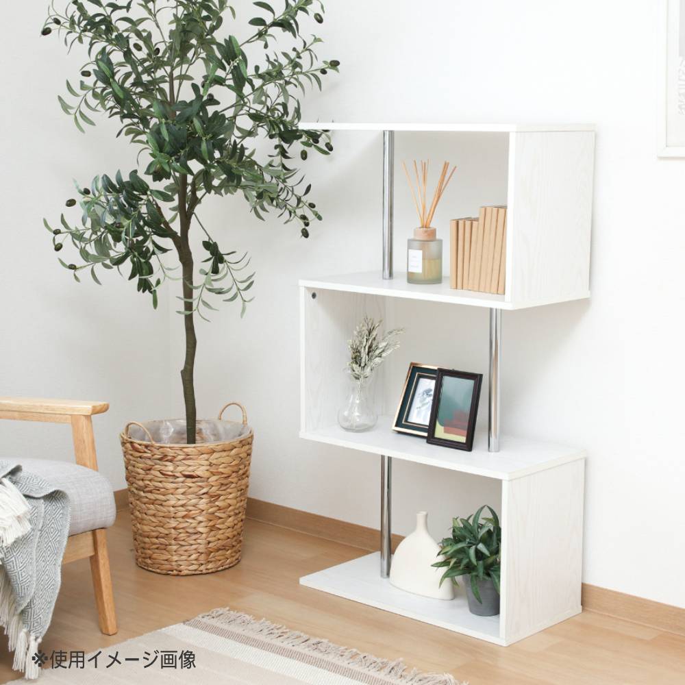 S字型ディスプレイラック3段 幅600×奥行290×高さ1086mm オープンラック
