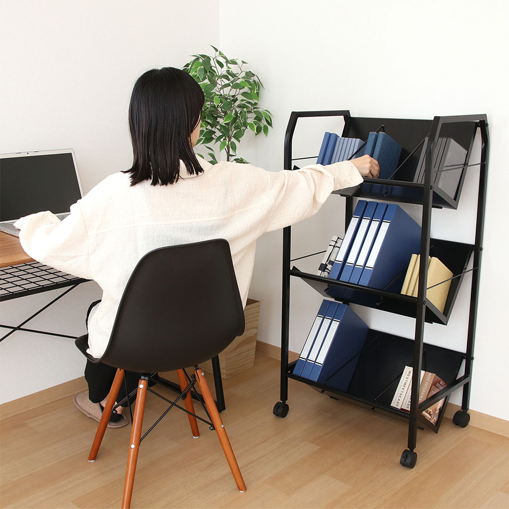 ファイルワゴン　3段 ファイルワゴン（3段・PCワゴン・PCラック・斜め・キャスター