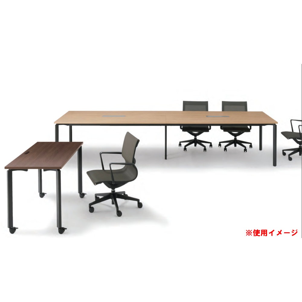 会議用テーブル 幅1200×奥行600mm キャスター脚 コンセント付き