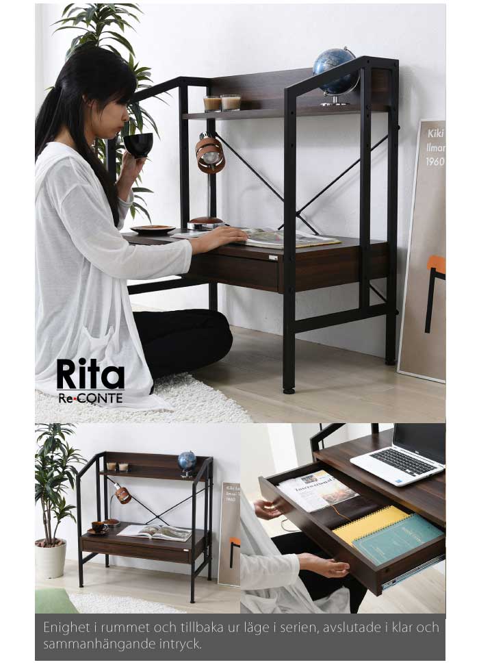 Reconte Rita series Desk ꥳ ѥǥ ŷĹ2ʳĴ ۥ磻 ֥饦 91߱50߹⤵86.5cm DRT-1001 