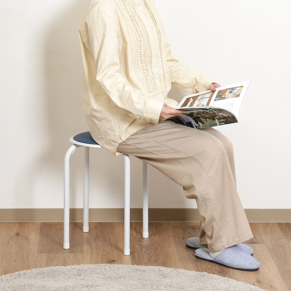 ラウンドスツール 12脚セット 4本脚 パイプ椅子 FB-01（商品番号：ffb