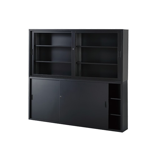 搬入設置無料】ガラス引戸書庫 上下セット 幅1760×奥行515mm 引違い