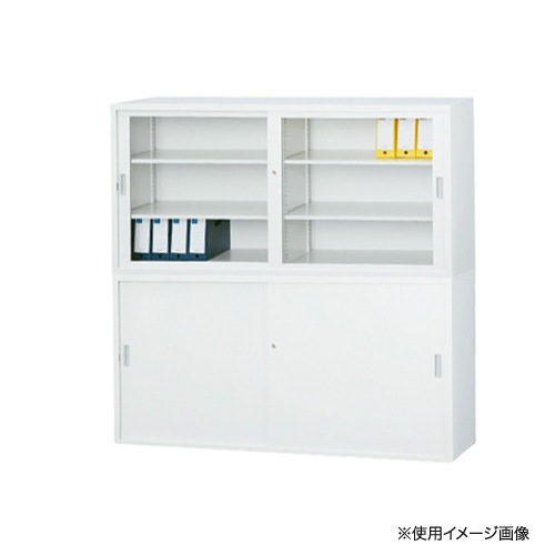 搬入設置無料】ガラス引戸書庫 上下セット 幅1760×奥行515mm 引違い