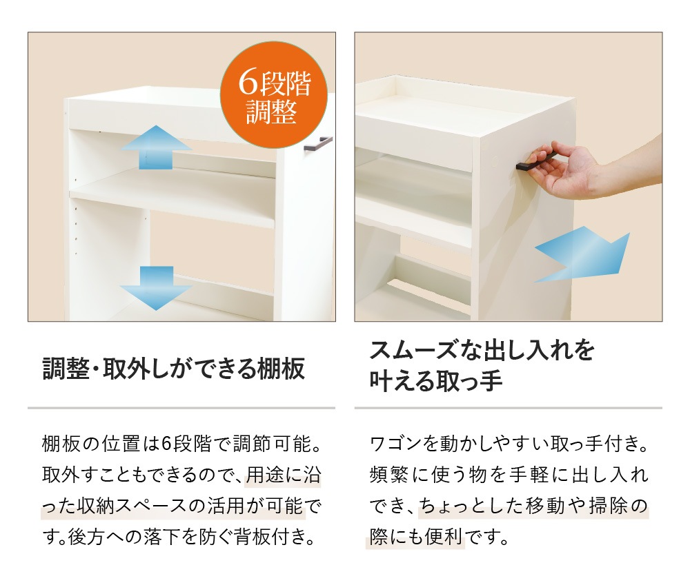 デスクワゴン 木製 3段 キャスター付き サイドワゴン ADW-1（商品番号