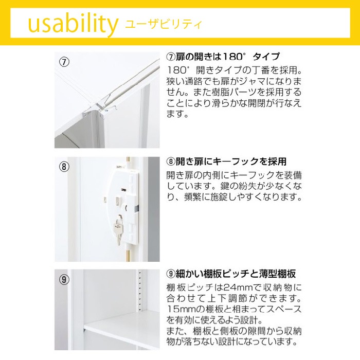 スチールキャビネット 片開き書庫 鍵付き 幅450×奥行500×高さ