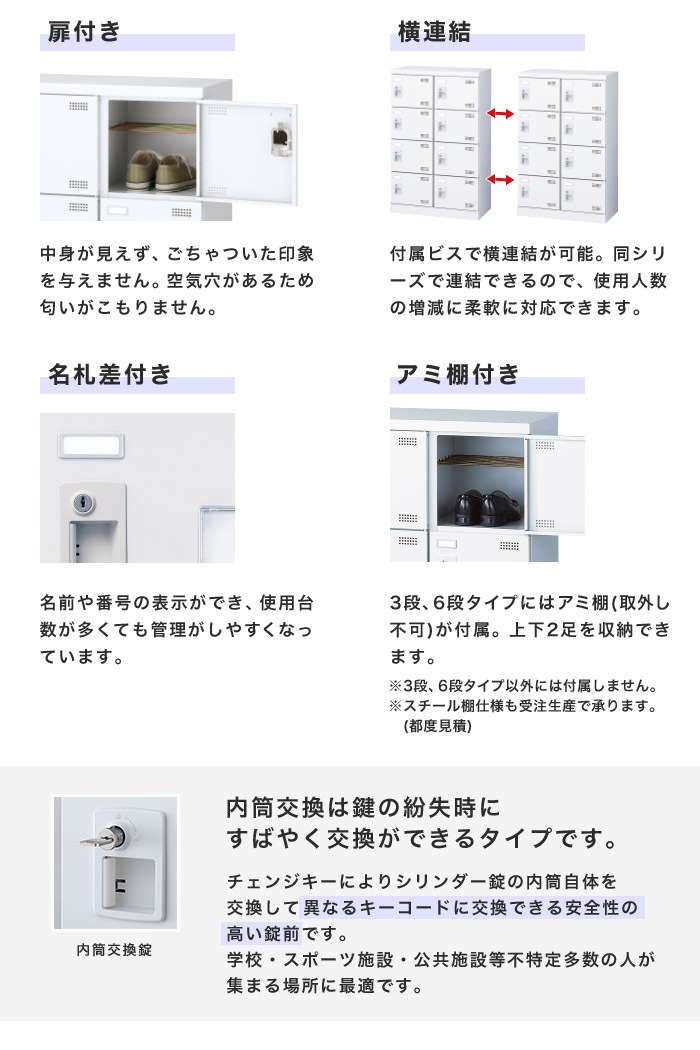 愛知　２７人用ロッカー シューズボックス　中古　南京錠タイプ シューズロッカー シューズボックス 2列3段 6人用シューズロッカー オフィス家具