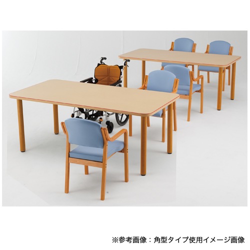波型エッジデザインの小型テーブル 学校用テーブル 半円型 幅1200×奥行600×高さ330mm ソフトエッジ巻 座卓