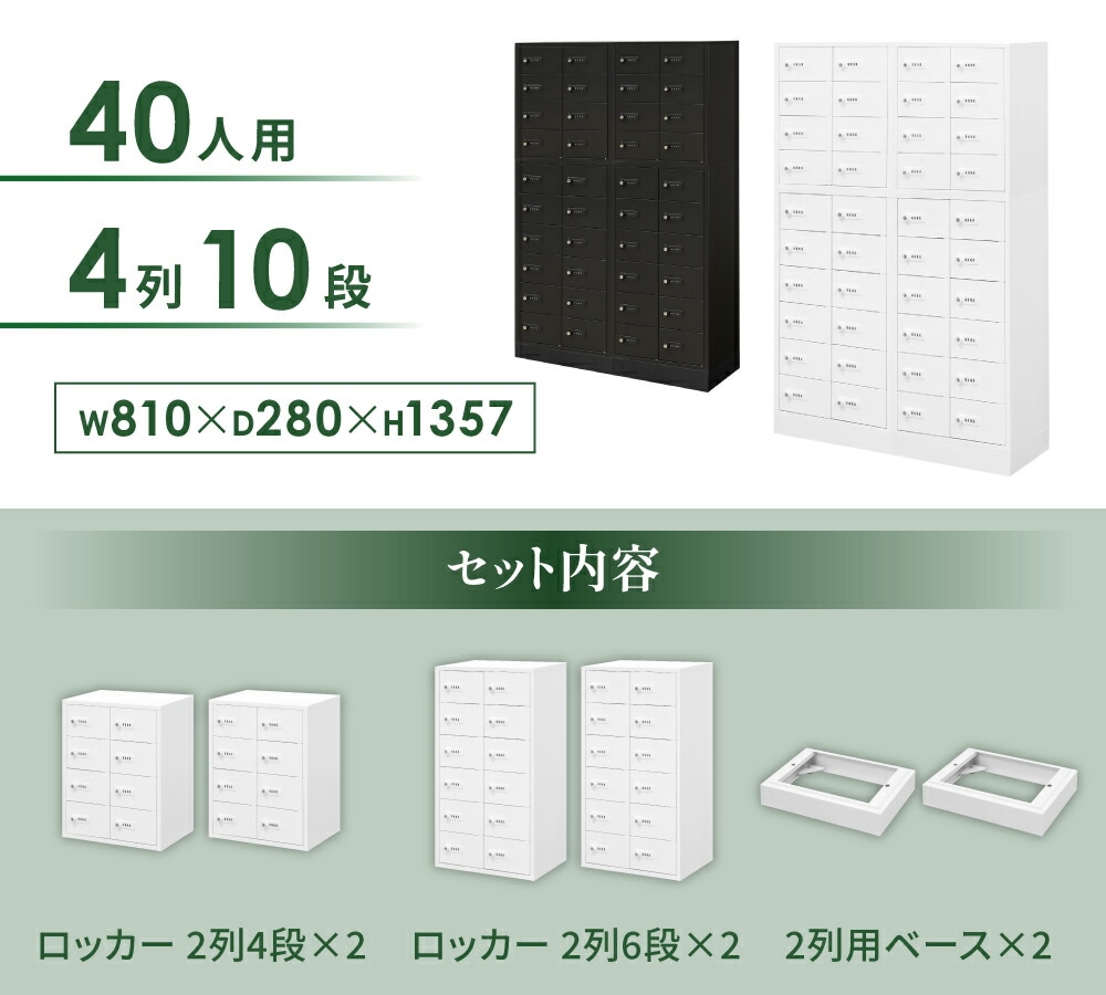 ファンディール　NOVA ネブラ・ルーファ　一枚400円 倉庫受取限定】 ロッカー セット ダイヤル錠 4列10段 40人用
