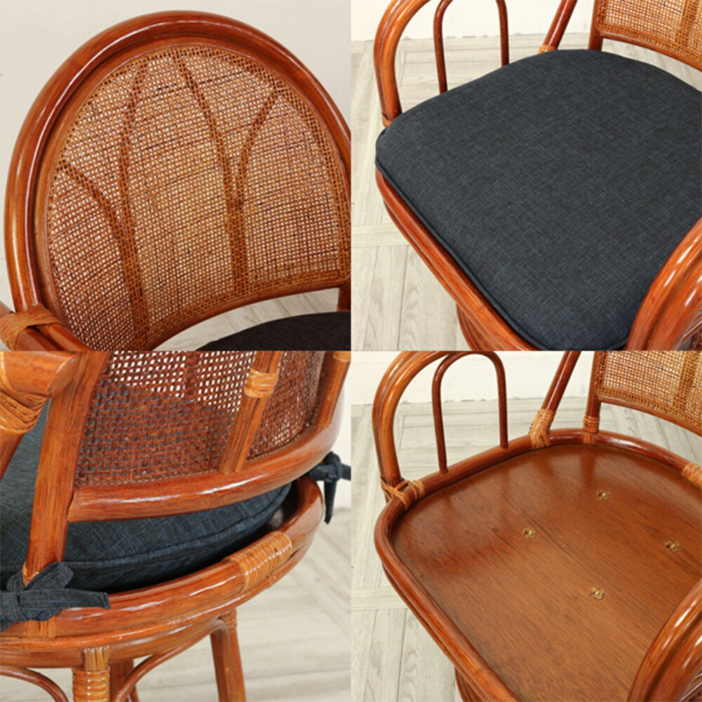 ラタン回転チェア　籐椅子　レトロ 楽天市場】ラタンチェア 回転 回転式 籐椅子 低め ゆったり ダイニング