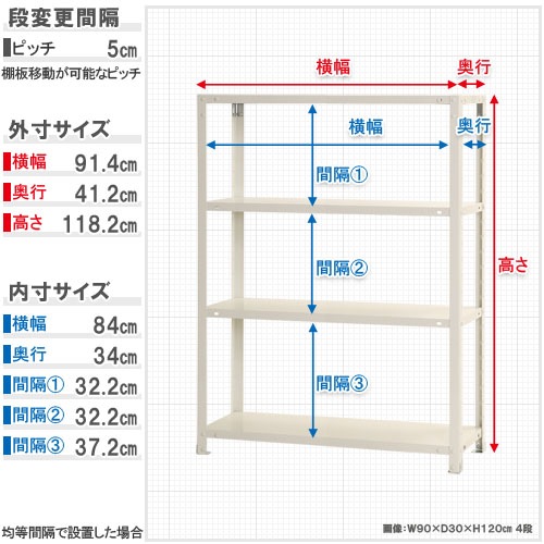 重工業用棚の寸法は、幅126cm、奥行き92cm、高さ182cmです。 重工業用棚の寸法は、幅126cm、奥行き92cm、高さ182cmです。