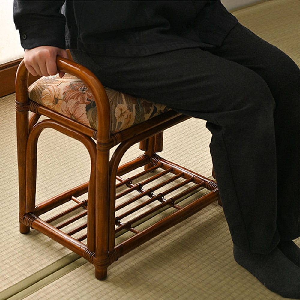 高座椅子 ラタン 座面高40cm スツール 椅子 NC079HR9（商品番号：55