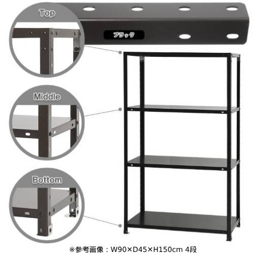スチールラック 幅90×奥行40×高さ150cm 4段 40kg/段 軽量ラック NSTR