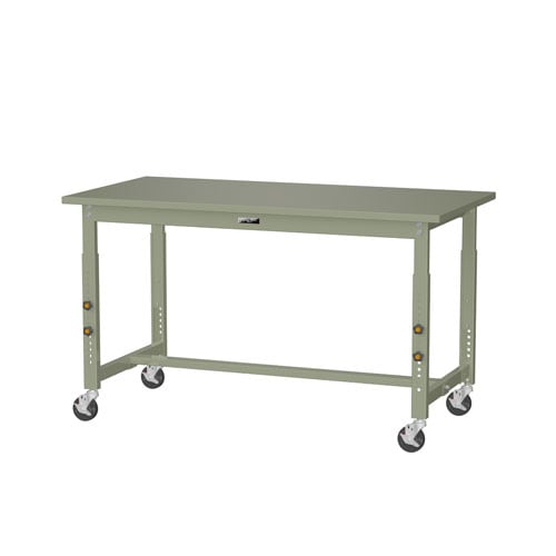 ####u.ヤマキン/山金工業ワークテーブル スーパータイプ キャビネット付 固定式 H600mm メラミン天板 アイボリー 組立式