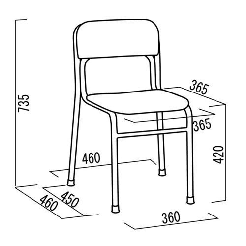 スタッキングチェア 座面高42cm 幅460×奥行460×高さ735mm パイプ椅子