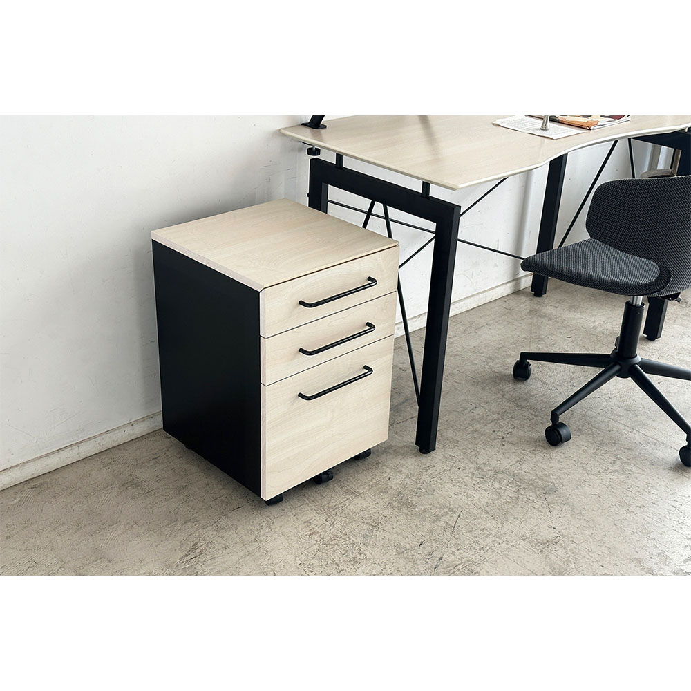 サイドワゴン 東馬 3段 キャスター付き 幅400×奥行400×高さ580mm BRN-W