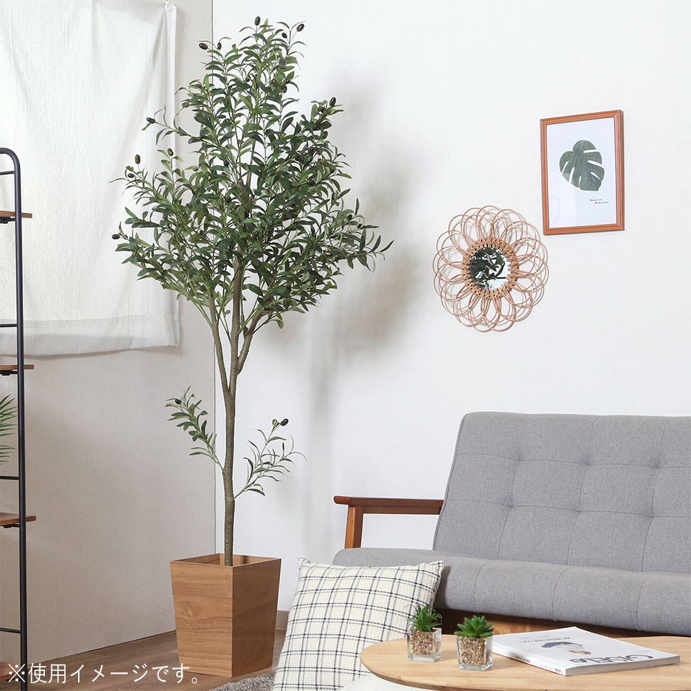 フェイクグリーン オリーブ 幅600×奥行600×高さ1800mm アート