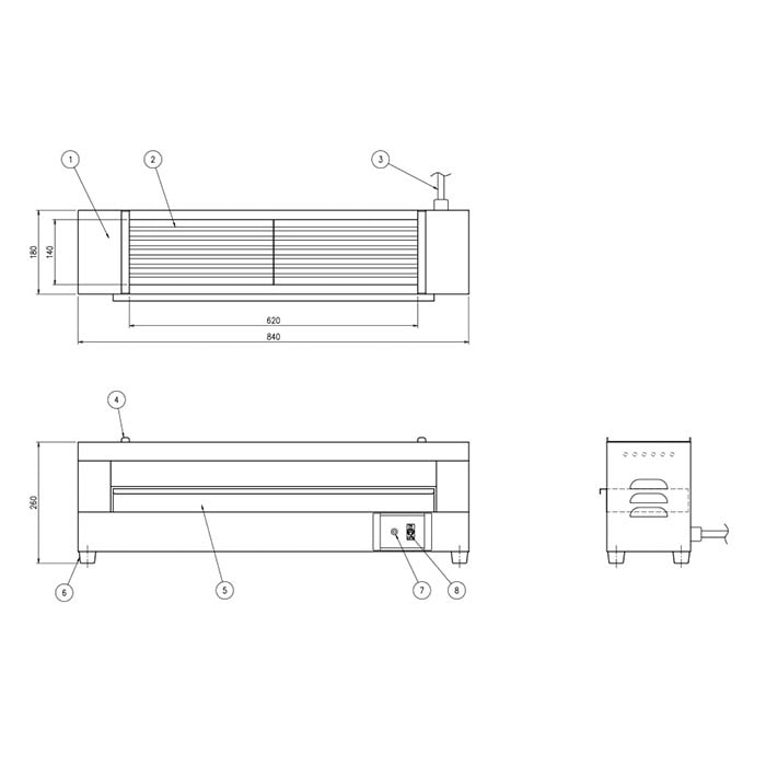 電気グリラー 幅840×奥行180×高さ260mm 焼物器 グリラー 調理機器 KG