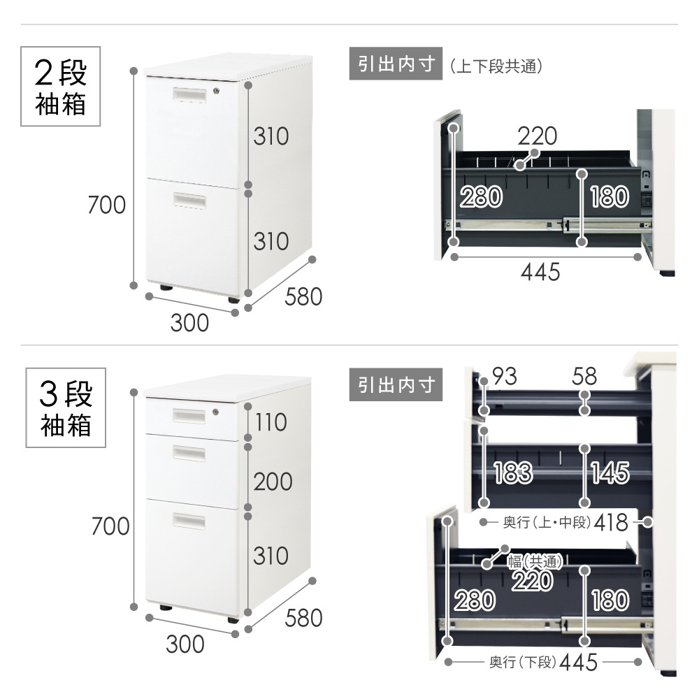 オフィスデスク 片袖机 本体ホワイト 袖箱 無地 LKD-146（商品番号
