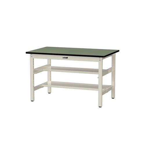 ####u.ヤマキン/山金工業ワークテーブル バイス専用タイプ 固定式 中間棚 H740mm メラミン天板(木目柄) グリーン 組立式 受注生産 u.ヤマキン&frasl;山金工業ワークテーブル バイス専用タイプ 固定式 中間棚