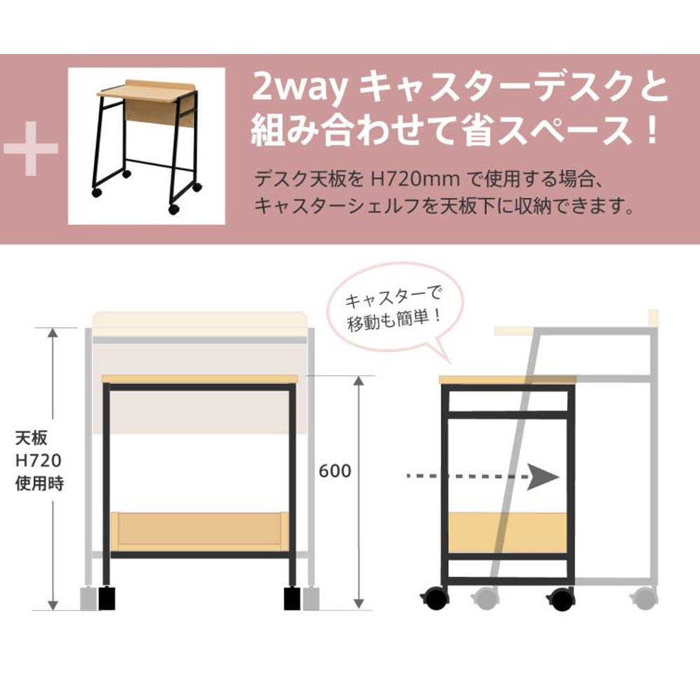 サイドワゴン キャスター付き 作業台 デスクワゴン サイドテーブル