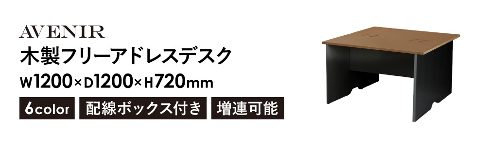 フリーアドレスデスク 2人用 幅1200mm 配線ボックス付き 会議用