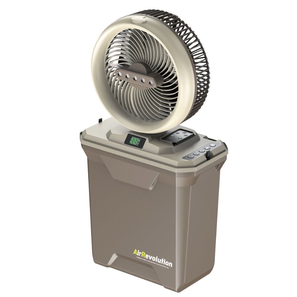 扇風機・サーキュレーター AIR COOLING MIST FAN 山崎産業 ミストファン サーキュレーター コードレス 充電式 首振り